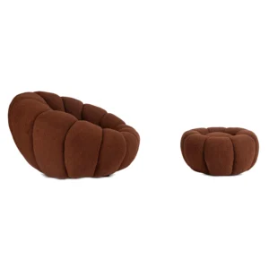 fotoliu-rotativ-de-relaxare-pettit-cu-puf-maro-din-tesatura-boucle-3 Fotoliu rotativ de relaxare PETTIT cu puf, maro, din țesătură bouclé — Fotolii cu taburet