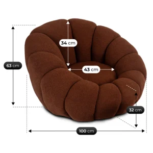 fotoliu-rotativ-de-relaxare-pettit-cu-puf-maro-din-tesatura-boucle-5 Fotoliu rotativ de relaxare PETTIT cu puf, maro, din țesătură bouclé — Fotolii cu taburet