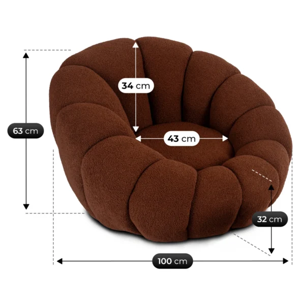 fotoliu-rotativ-de-relaxare-pettit-cu-puf-maro-din-tesatura-boucle-5 Fotoliu rotativ de relaxare PETTIT cu puf, maro, din țesătură bouclé — Fotolii cu taburet