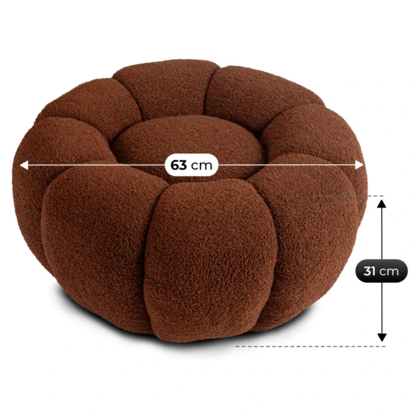 fotoliu-rotativ-de-relaxare-pettit-cu-puf-maro-din-tesatura-boucle-6 Fotoliu rotativ de relaxare PETTIT cu puf, maro, din țesătură bouclé — Fotolii cu taburet