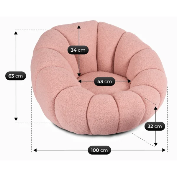 fotoliu-rotativ-de-relaxare-pettit-cu-puf-roz-din-tesatura-boucle-5 Fotoliu rotativ de relaxare PETTIT cu puf, roz, din țesătură bouclé — Fotolii cu taburet
