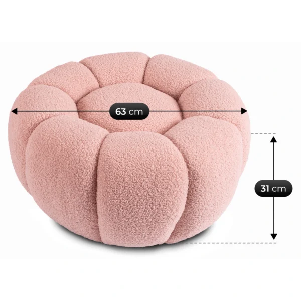 fotoliu-rotativ-de-relaxare-pettit-cu-puf-roz-din-tesatura-boucle-6 Fotoliu rotativ de relaxare PETTIT cu puf, roz, din țesătură bouclé — Fotolii cu taburet