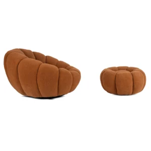 fotoliu-rotativ-de-relaxare-pettit-cu-puf-ruginiu-din-boucle-3 Fotoliu rotativ de relaxare PETTIT cu puf ruginiu, din bouclé — Fotolii cu taburet