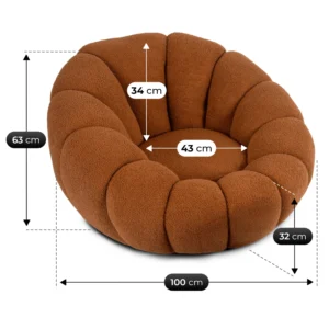 fotoliu-rotativ-de-relaxare-pettit-cu-puf-ruginiu-din-boucle-5 Fotoliu rotativ de relaxare PETTIT cu puf ruginiu, din bouclé — Fotolii cu taburet