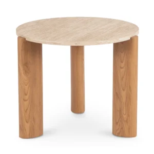 Măsuță TRAVERTINO 60 cm, travertin/stejar — Măsuțe rotunde