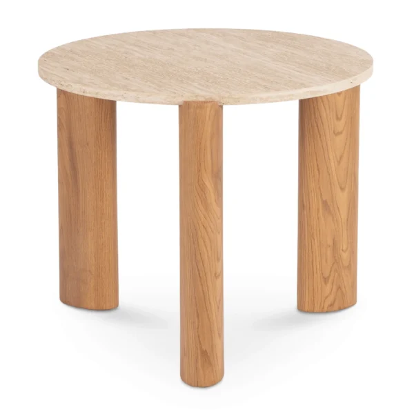 Măsuță TRAVERTINO 60 cm, travertin/stejar — Măsuțe rotunde