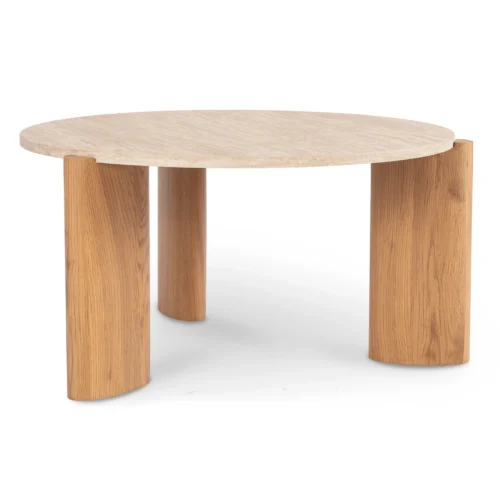 Măsuță TRAVERTINO MAX 80 cm, travertin/stejar