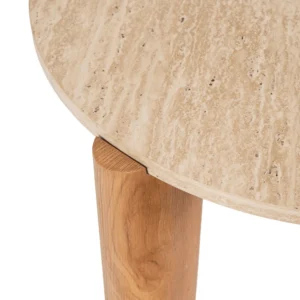 Măsuță TRAVERTINO MAX 80 cm, travertin/stejar — Măsuțe rotunde
