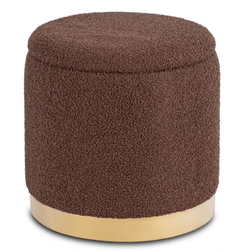 puf-tapitat-carnos-maro-din-tesatura-boucle-1 Puf tapițat CARNOS, maro, din țesătură bouclé — MOBILA