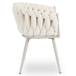 Scaun CARINE, crem, împletit, din țesătură bouclé — MOBILA