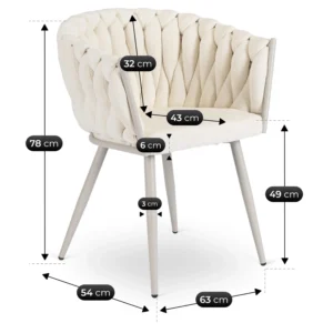 Scaun CARINE, crem, împletit, din țesătură bouclé — MOBILA