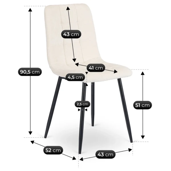 Scaun PASSO, crem, din țesătură bouclé — MOBILA