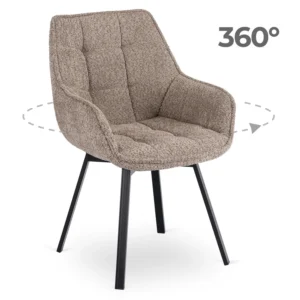 Scaun rotativ LUNA, maro, cu țesătură bouclé