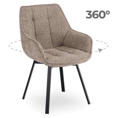 Scaun rotativ LUNA, maro, cu țesătură bouclé — MOBILA