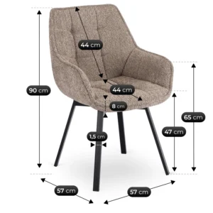 scaun-rotativ-luna-maro-cu-tesatura-boucle-6 Scaun rotativ LUNA, maro, cu țesătură bouclé — MOBILA