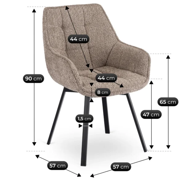 scaun-rotativ-luna-maro-cu-tesatura-boucle-6 Scaun rotativ LUNA, maro, cu țesătură bouclé — MOBILA