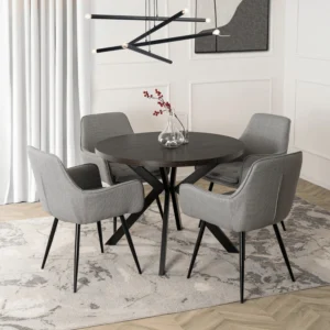 set-compus-din-masa-lukas-100-250-cm-negru-si-4-scaune-edrick-gri-2 Set compus din masa LUKAS 100-250 cm, negru, și 4 scaune EDRICK, gri — MOBILA