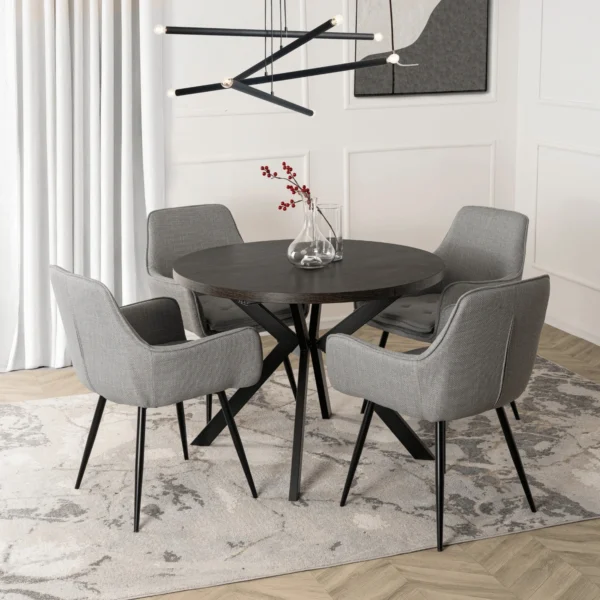 set-compus-din-masa-lukas-100-250-cm-negru-si-4-scaune-edrick-gri-2 Set compus din masa LUKAS 100-250 cm, negru, și 4 scaune EDRICK, gri — MOBILA
