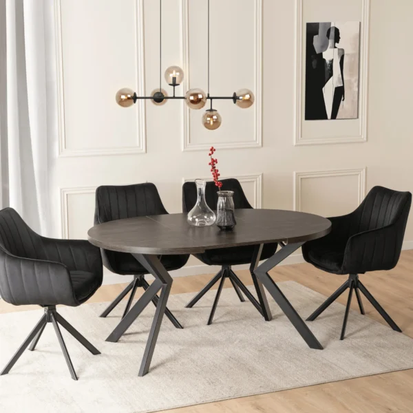 set-compus-din-masa-lukas-100-250-cm-negru-si-4-scaune-mumbai-2-negre-2 Set compus din masa LUKAS 100-250 cm, negru, și 4 scaune MUMBAI 2, negre — MOBILA